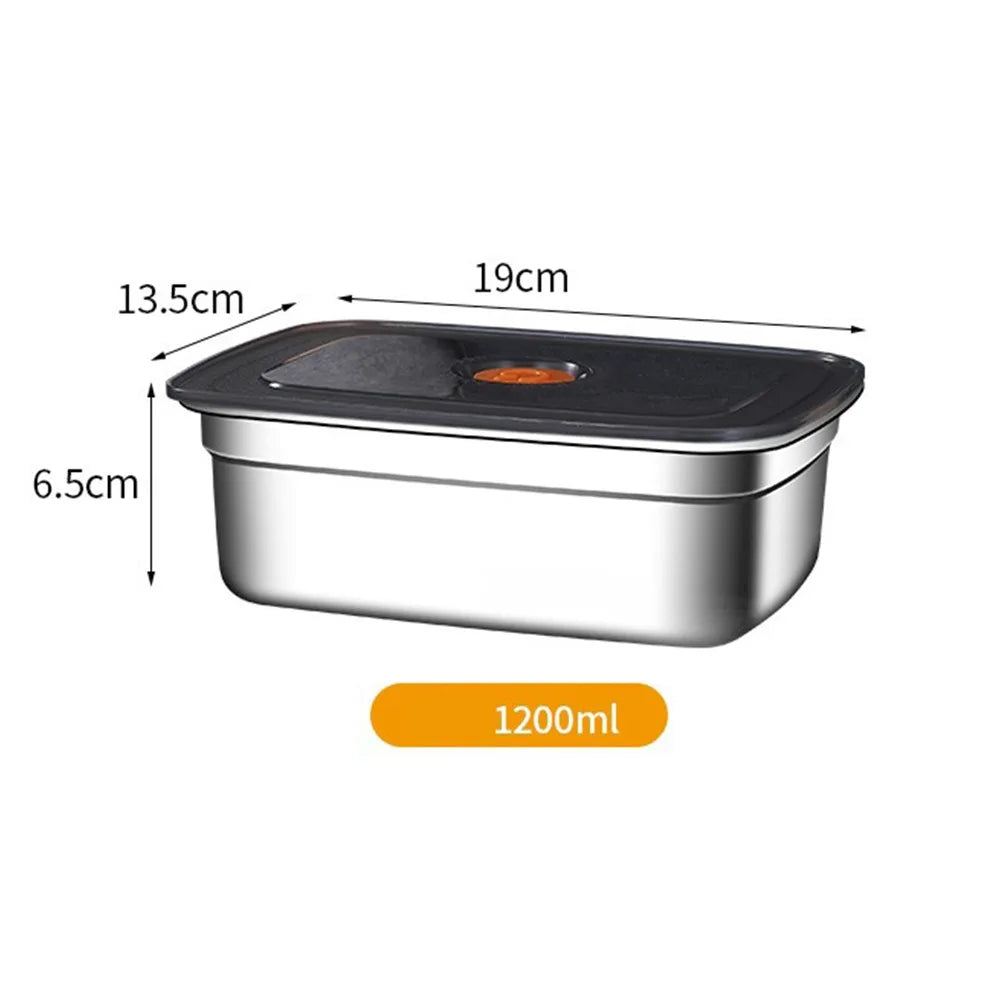 Stainless Steel Camping Lunch Box Sealed Microwave Suitable Bento Box Leak-proof Large Capacity Refrigerator Freezer Storage Box