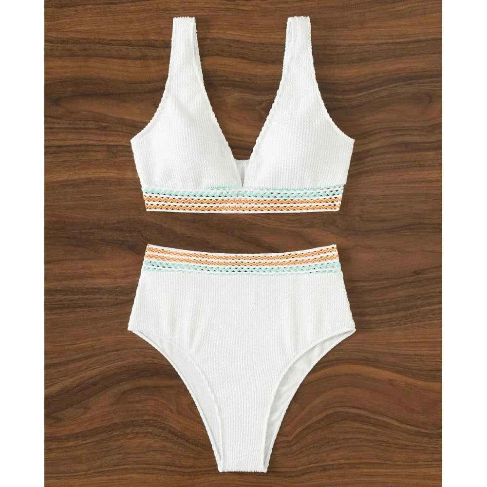 VigoBreviya 2026 White Strapped Swimwear Women Sexy High Waist Cut Bikini Push Up Swimsuit Backless Summer Beach Bathing Suit