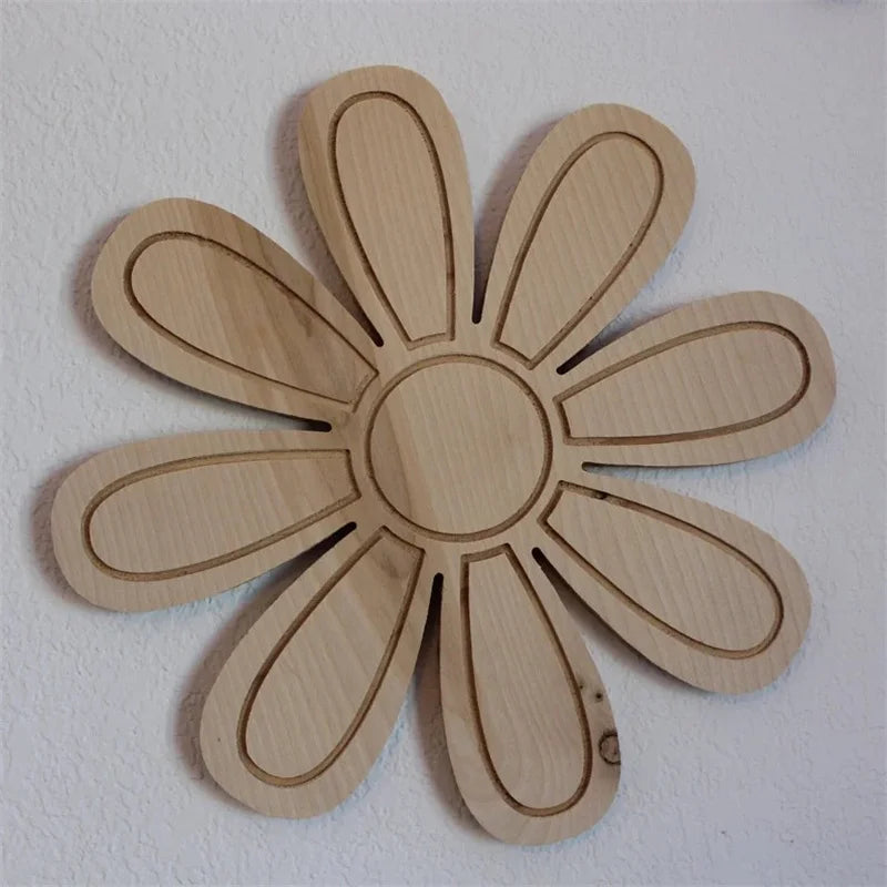 Ins Wooden Daisy Wall Flowers Nursery Decor Boho Nursery Kids Room Wall Decor Farmhouse Bathroom Decoration, Housewarming Gift