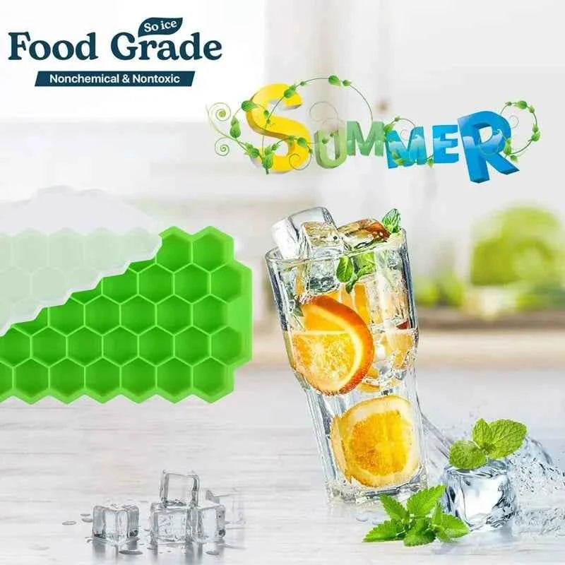 Honeycomb 37-Grid Ice Cube Tray, Silicone DIY Ice Mold (Lid Not Included) for Drinks, Cocktails & Kitchen Use