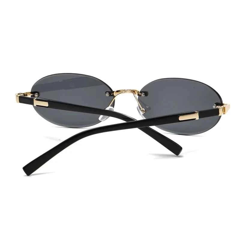 Popular Women Men Shades Oval Sun Glasses for Female Male Summer Traveling UV400 Rimless Sunglasses Round Fashion Gafas De Sol