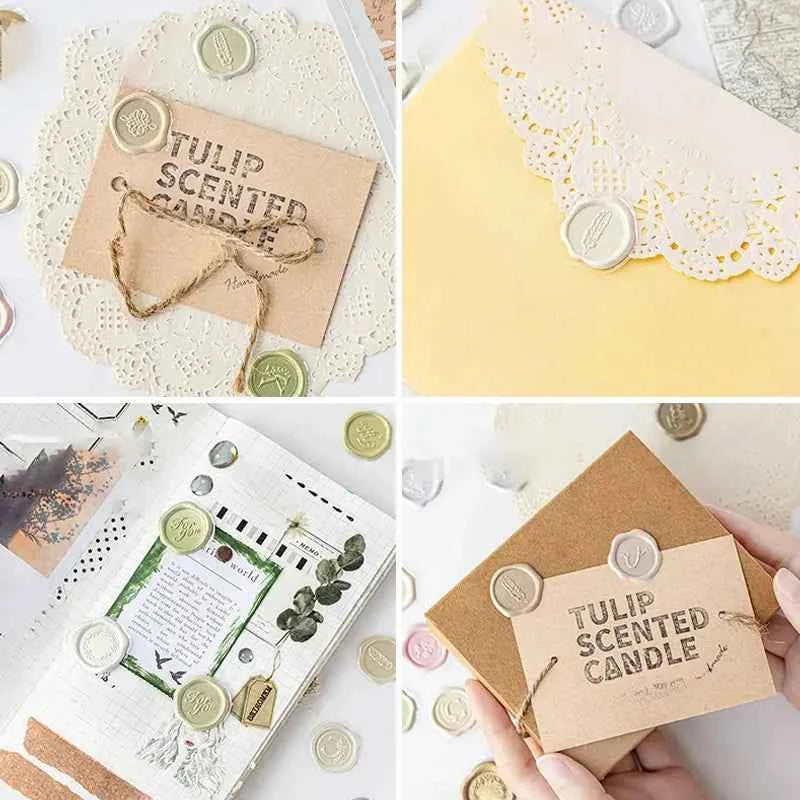 18pcs, Vintage Wax Seal Stamp Stickers, DIY Scrapbooking Journal Planner Decorations Stationery Envelope Sealing Tags