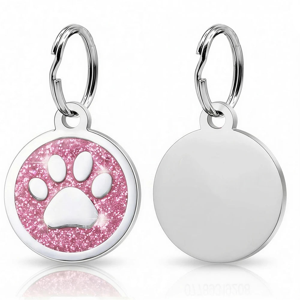 Pink Tag 1Pcs Color Engraved Pet ID Tags – Personalized Dog and Cat Name Plate