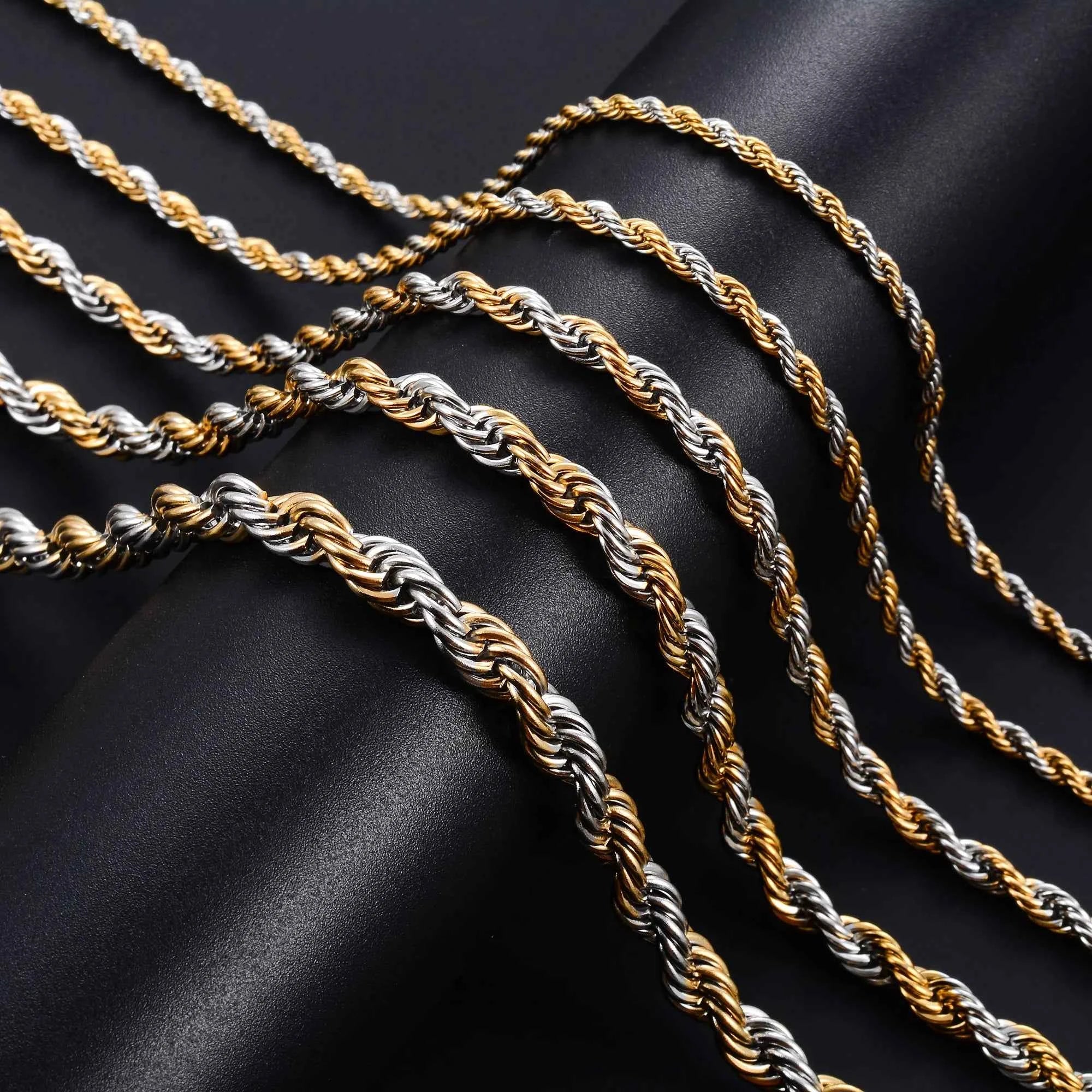 Men's Twisted Neck Rope Chain Stainless Steel Necklace for Women Punk Boy Silver and Gold Color Metal Jewelry Accessories Choker