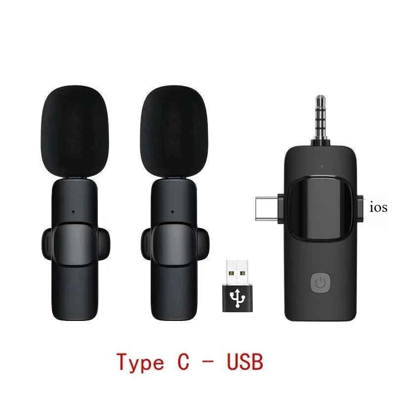 Wireless Lavalier Microphone 2.4G Audio Video Recording Noise Cancelling for iPhone iPad Android Xiaomi Samsung Live Game Mic