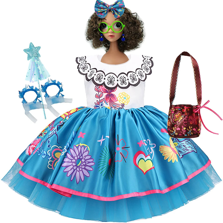 Little Girl Mirabel Dress Encanto Charm Disguise Costume Toddler Girl Birthday Party Fantasy Outfits Kids Princess Dress