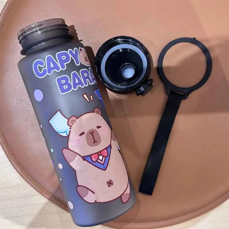 750mL Cute Cartoon Capybara Water Bottle Leakproof Plastic Straw Cup Portable Outdoor Travel Large Capacity Sports Water Bottle