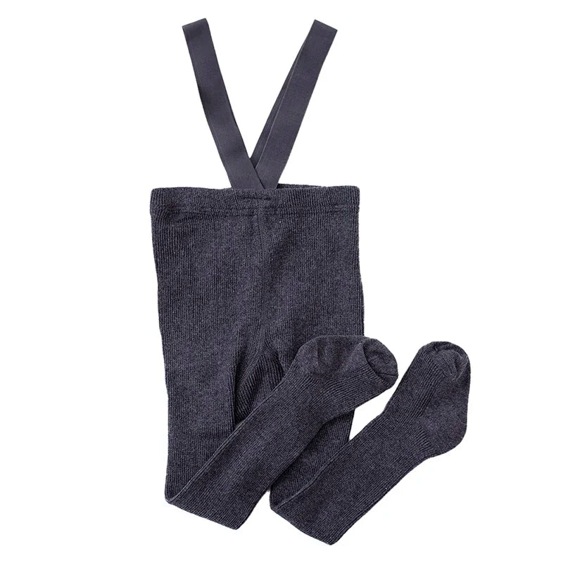 Newborn Baby Boys Girls Pantyhose Solid High Waist Ribbed Knit Tight Infant Spring Autumn Strap Leggings
