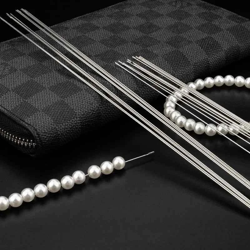 2pcs Beaded Needles With Steel Needles, Long And Thin Beaded Leads, Side Threaded Hooks And Beads For DIY Handmade Jewelry
