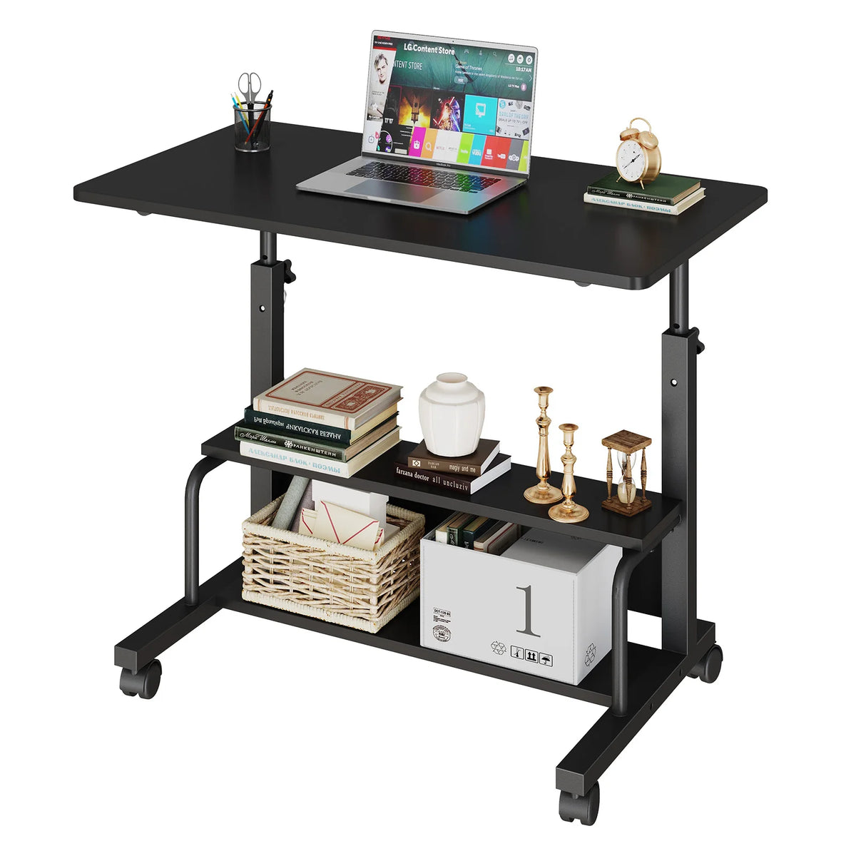 black Color Adjustable Mobile Standing Desk for Treadmill Work