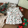 2Pcs Baby Girls Autumn Casual Dress Print Christmas Tree Pink Long Sleeve Knee Dresses With Button Cotton Soft 1-3Y +Headband