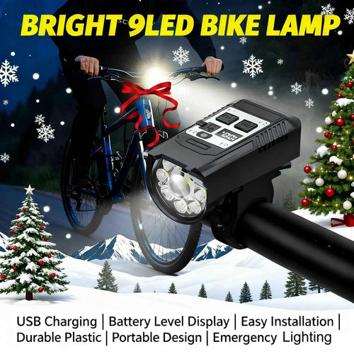 9 LED Bicycle Headlight Portable Rechargeable Bright Front Bike Lamp Ultralight Handlebar Lights Waterproof Cycling Flashlight