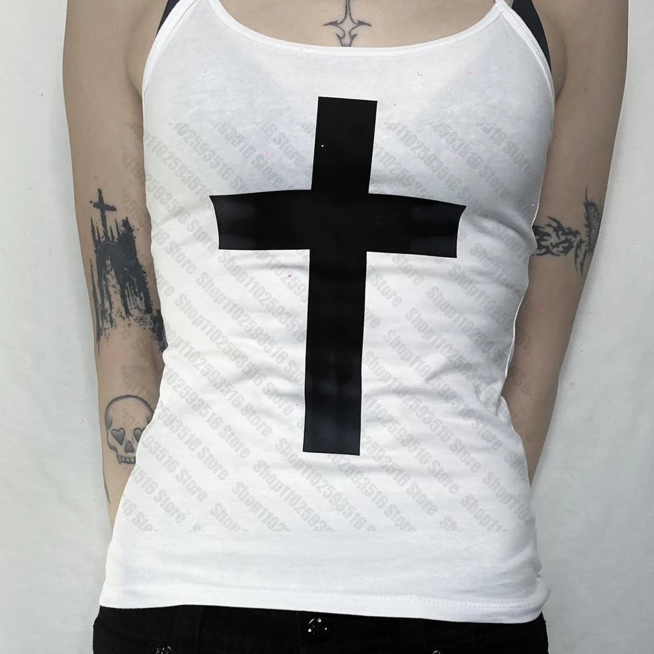 Woman Clothing Crop Tops for Women Tanks & Camis Sexy Top Y2k Summer 2000s Tops With Suspenders Women's Cropped Emo Goth Clothes