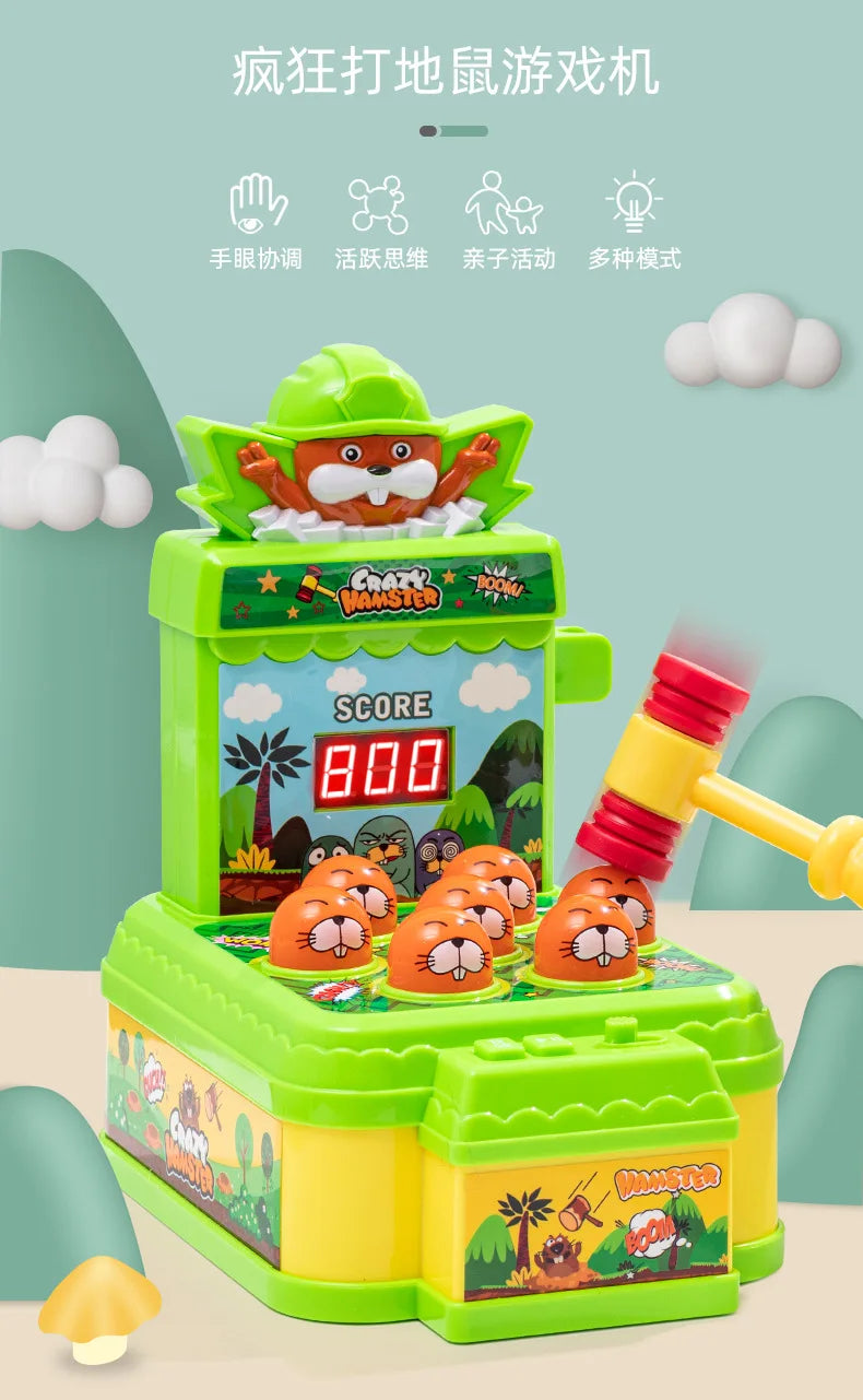 Whack A Mole Challenge Scoring Party Games Toys Electric Two Person Battle Table Games with Lights Music Cartoon Desktop Toys