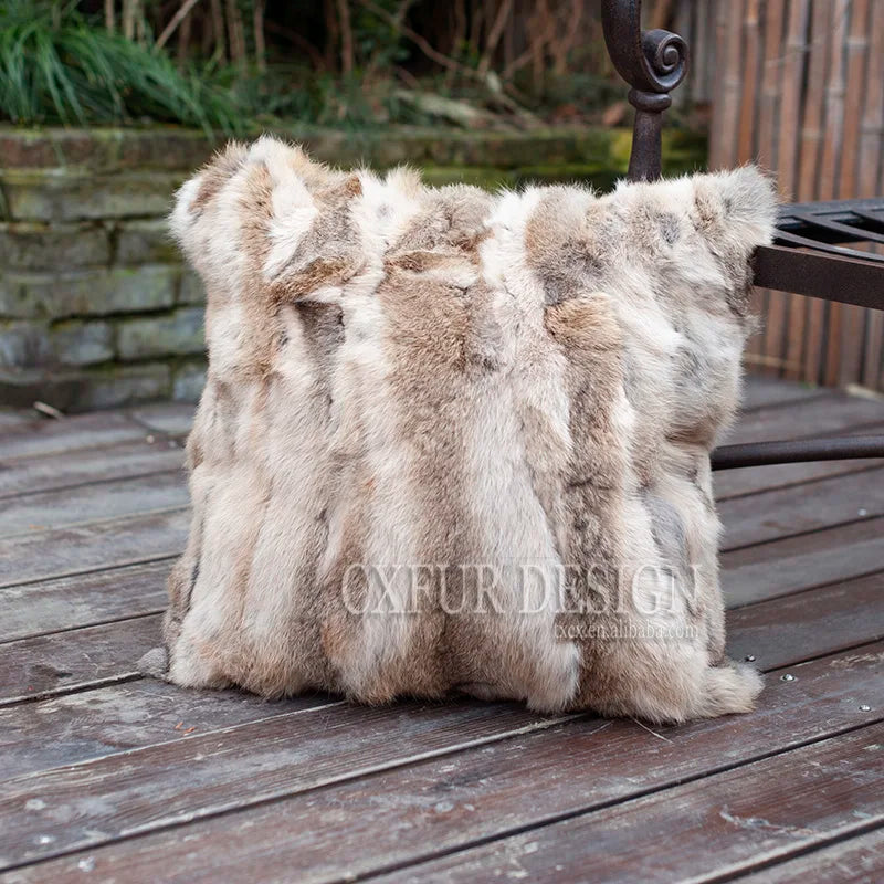 Soft and Warm Real Rabbit Fur Patchwork Pillow Case, Free Shipping, CX-D-17, Free Shipping