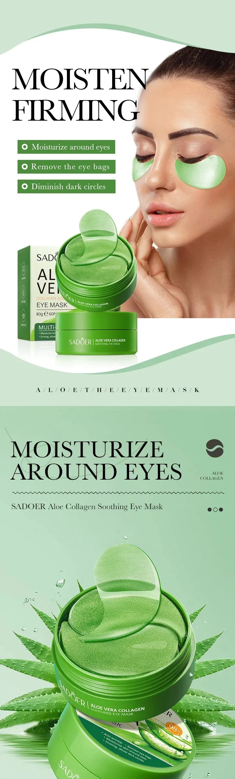 Aloe Vera Collagen Eye Masks – 60 Moisturizing Pairs