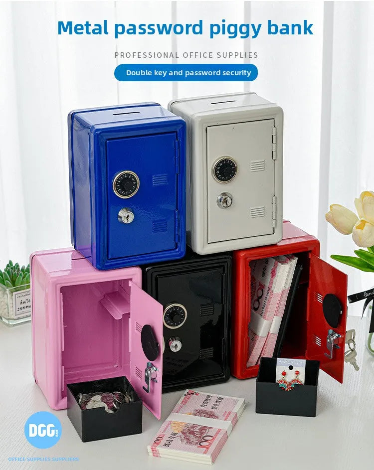 Kids Money Bank with Lock, Mini Metal Safe Box for Cash & Savings, Educational Gift Idea, Wholesale PriceMetal Cash Keeper