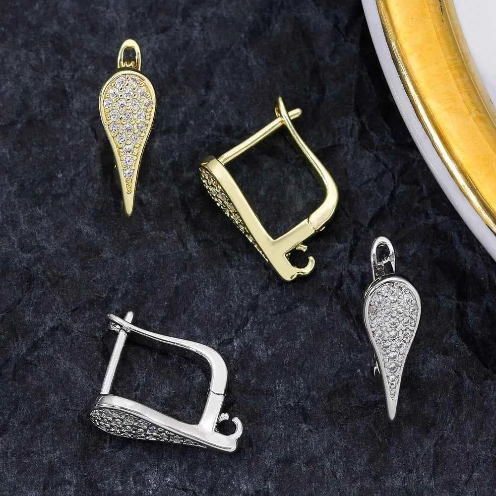 Juya Handmade 18K Real Gold Plated Earwire Fasteners Earring Hooks Accessories For DIY Women's Anti-Allergy Earrings Making