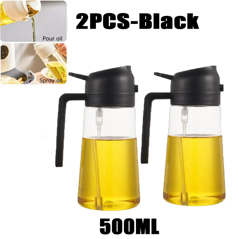 2in1 500ml Plastic Kitchen Oil Sprayer Spray Oil Olive Spray Bottle for Oil Dispenser BBQ Baking Roasting Picnic Kitchen Tool