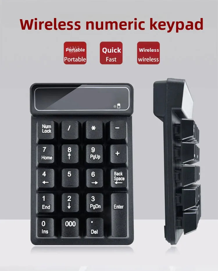 2.4GHz Wireless Wired Keyboard Bluetooth Mini USB Numeric Keypad 19 Keys Number Pad Numpad Receiver for Accounting Laptop PC