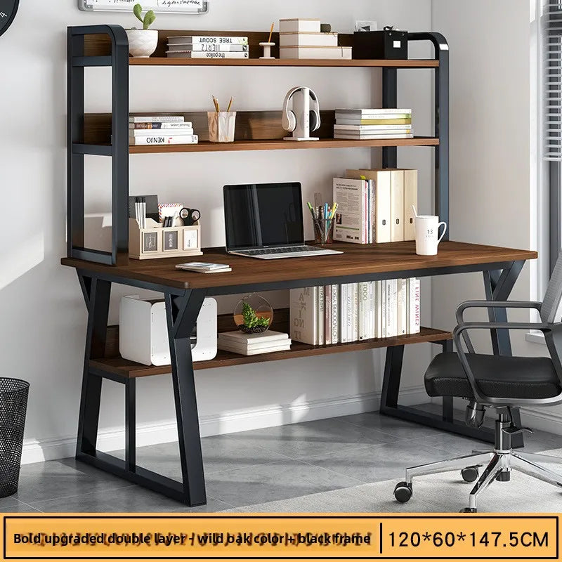 Stable Computer desk desktop desk bookshelf integrated writing desk household small apartment simple hole board desk