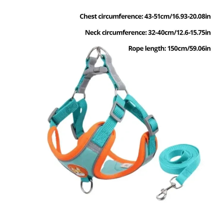 Adjustable No Pull Reflective Pet Harness Lead Walking Running Leashes Dog Cat Chest Strap Vest Leash