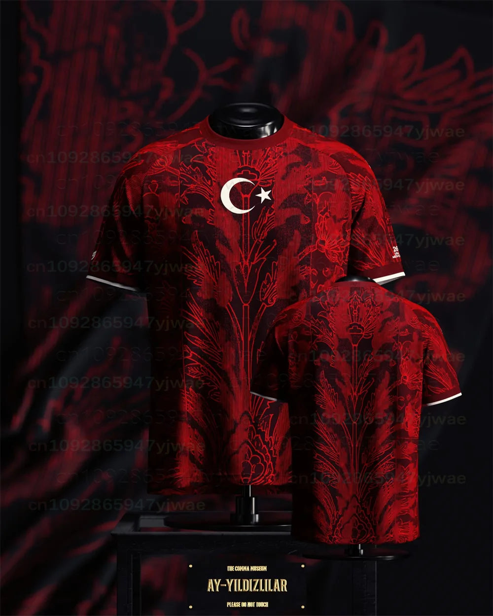 2026 New Turkey AY-YILDIZLILAR Vintage Floral Themed Football Jersey Breathable Quick-Dry Soccer Fans Family Men/Women/Child Top