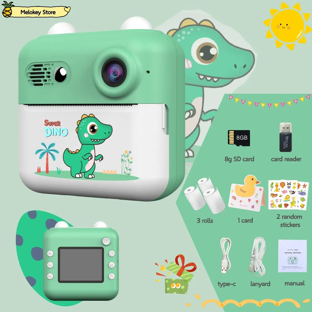 Kids Photo Camera Printer with Game Cute Bunny Mini Digital Video Child Instant Print Camera 4-12 Years Kids Girls Boyes Gifts