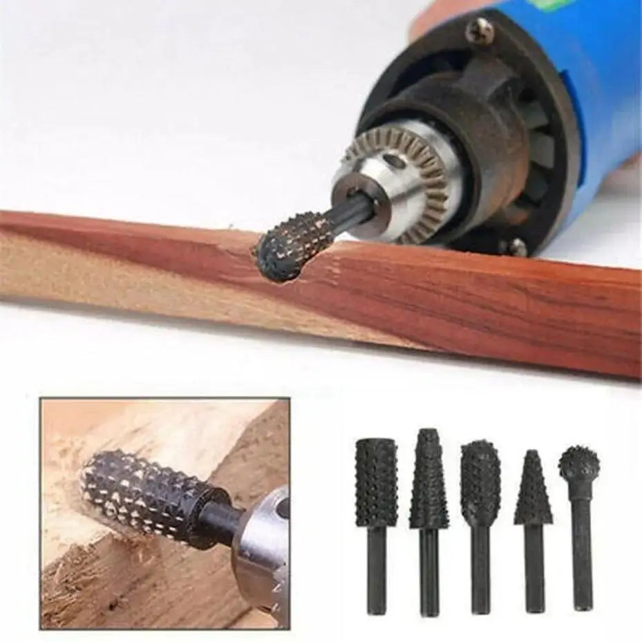 5Pcs Woodworking Tools Electric Rotary Files Wooden Files Carving Knives Tea Trays Root Carving Polishing Heads Hardware Tools