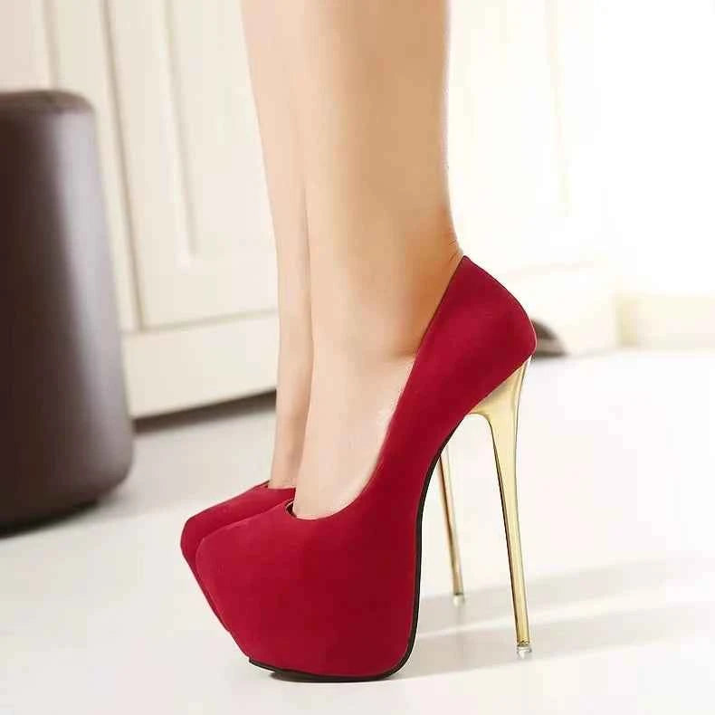 Women High Heels Pumps Fashion Flock Womens Sandals Platform Wedding Pumps Casual Thin Heels Womens Shoes Heels