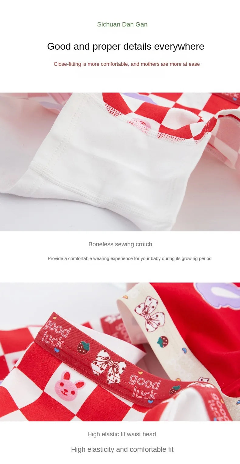 4PCS Soft Underwear Cartoon Children's Cotton Girl Panties Briefs Cute Shorts Panties for Girls Underwears Clothing Mother Kids