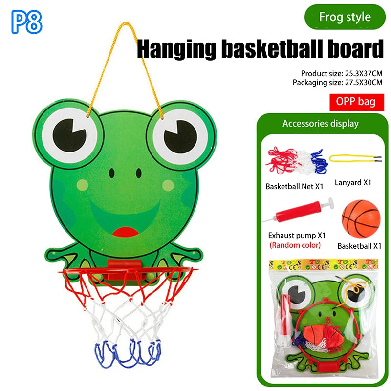 Kids Adjustable Basketball Stands Cartoon Animals Shape Shooting Basket Indoor Outdoor Sport Board Game Children Toys