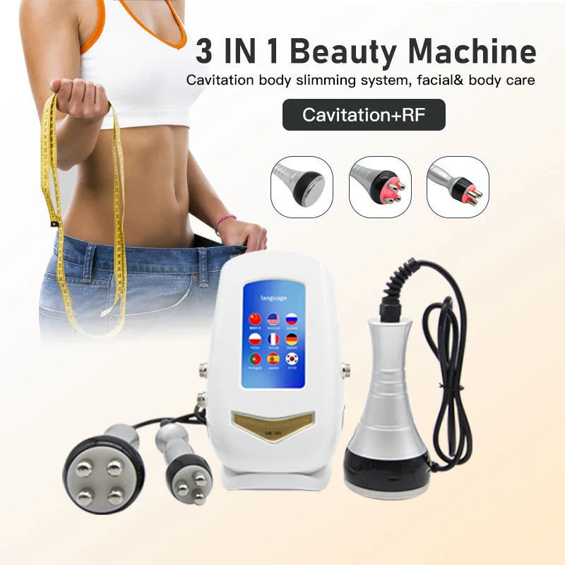 3IN1 40K Ultrasound Radiofrequency Beauty Device Massage for Shaping Tighten the Skin Burn Fat Anti-aging Whitening Beauty Tools