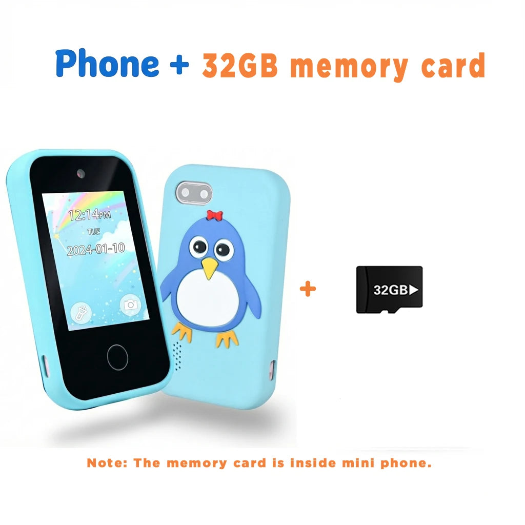 Kids Learning Phone for Girls & Boys 2.8" Touchscreen Dual Camera, Games, Video Player with 32GB SD Card Christmas Birthday Gift