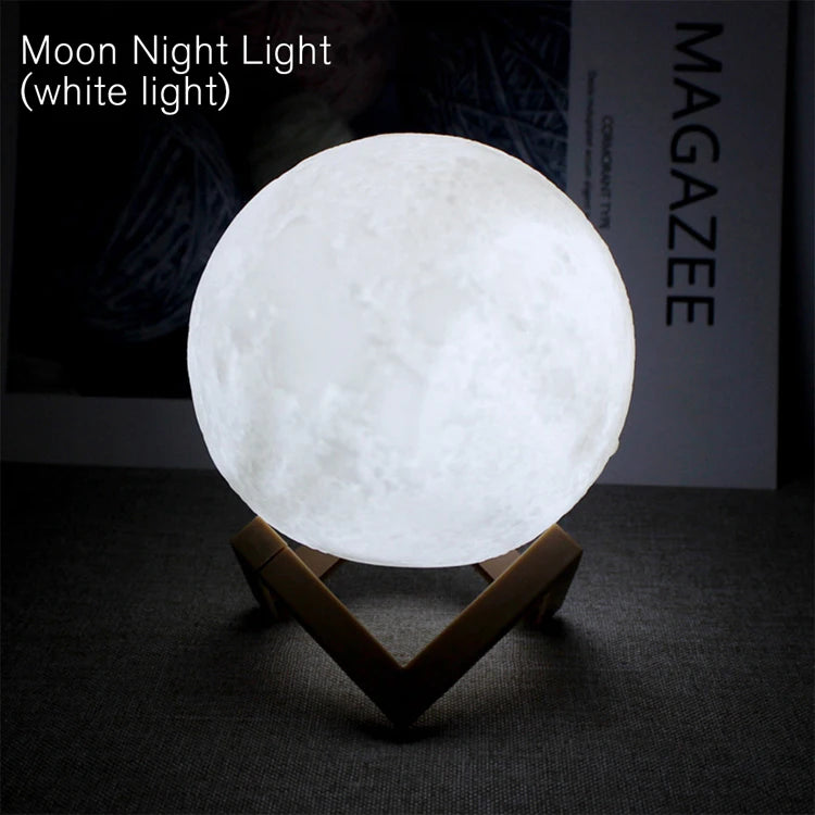White Light Emitting Color Moon Lamp LED Night Light With Stand For Kids Rooms