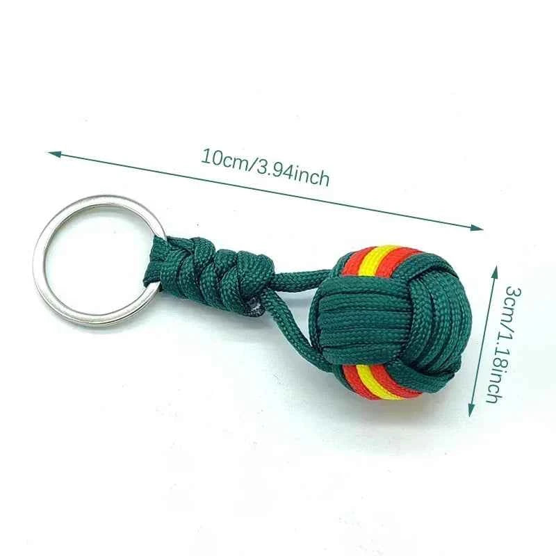 Militar Parachute Woven Rope Ball Portable Chaveiro Lanyard Key Ring Monkey Fist Key Chains, Outdoors Survival Tool Jewelry