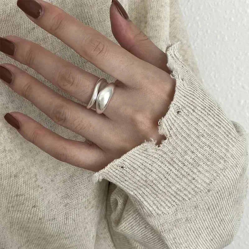VENTFILLE 925 Sterling Silver Irregular Ring for Women Geometry Versatile Minimalism  Accessories Jewelry Gift Dropshipping