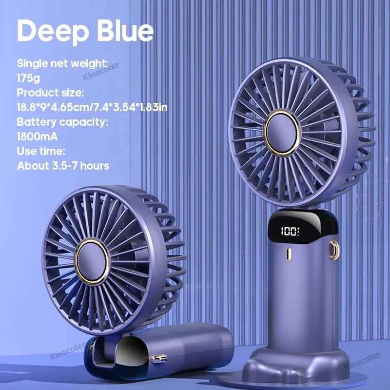 Digital  Display USB Handheld Mini Fan Portable  Office Student Desktop Silent  Foldable Small Fan Multi-Speed Adjustment