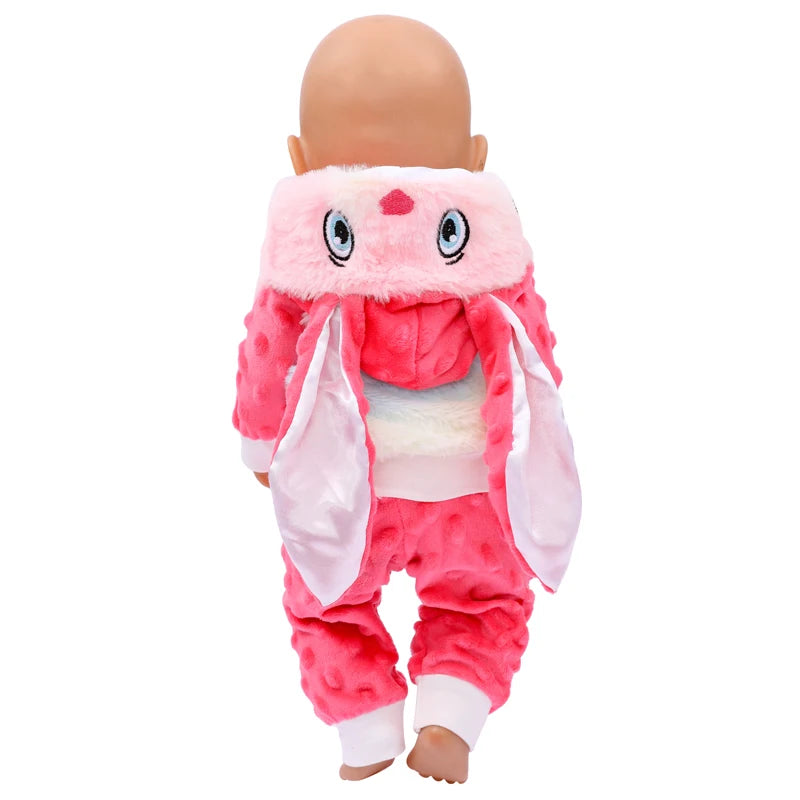 18 Inch Baby Doll Winter Clothes Set Crochet Sweater Scarf Hat Gloves New Year Apparel for 43 Cm Girl Dolls