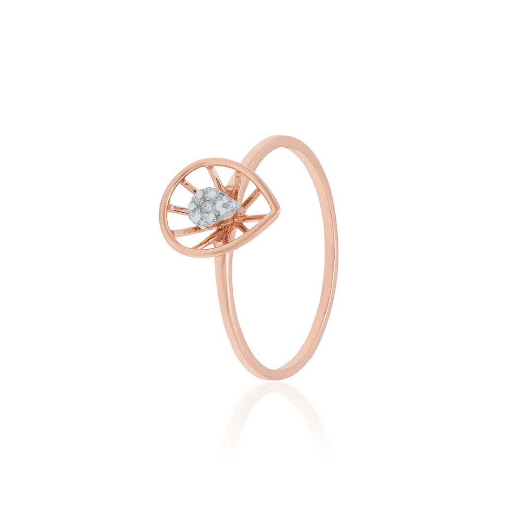 elegant 0.04 carat igi certified natural round brilliant cut diamond ring in premium vs si clarity solid rose gold