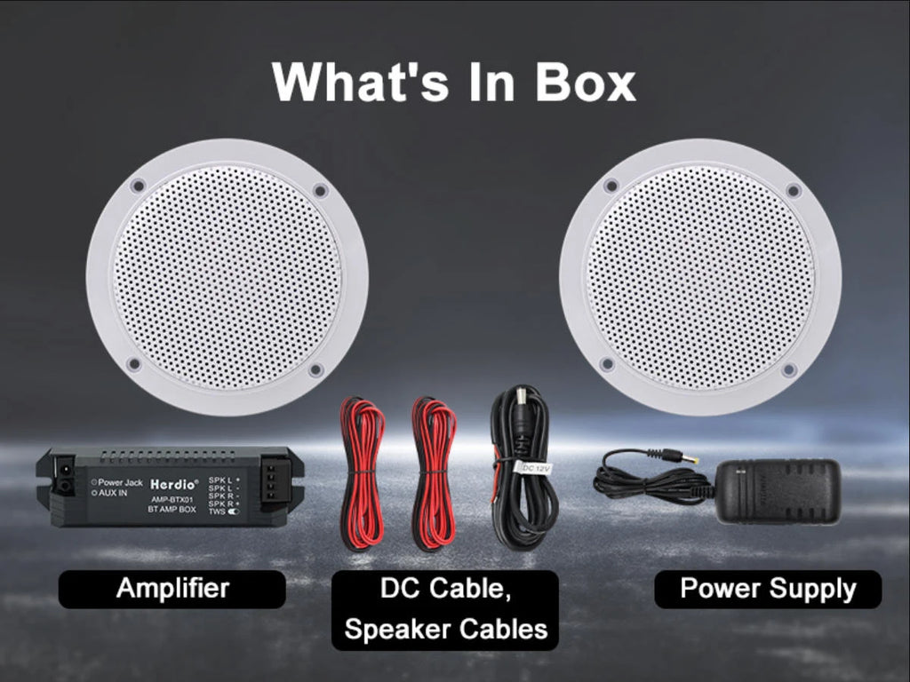 Herdio 4 Inch Ceiling Bluetooth Speakers Water Resistant 160W Marine Speakers For Bathroom Kitchen Home Outdoor Camper 2PCS