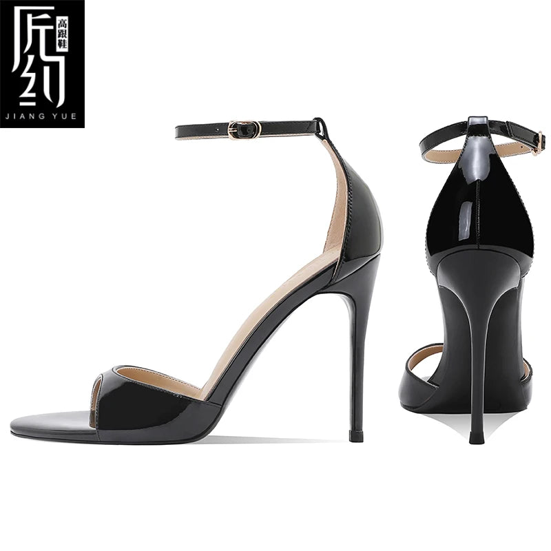 2025 Summer New Silver High Heels Women's Fine Heels Beautiful Princess Style One Button Sandals with Skirts