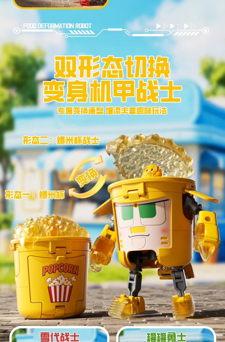 Kids Transformation Robot Toy Fun Simulation Food, Sandwich-making Mecha Robot Models Drink-shaped Free Transformation Robot Toy