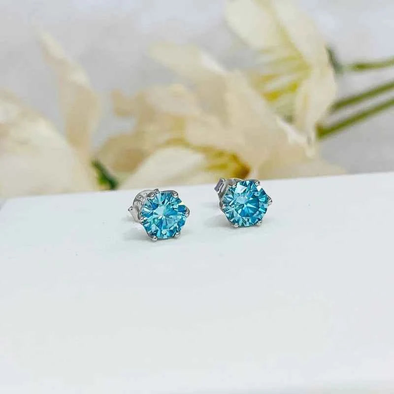 JoyceJelly 1/2/4CT VVS D Color Moissanite Russian Cut 8H8A Lab Diamond Stud Earrings For Women S925 Sterling Silver Fine Jewelry