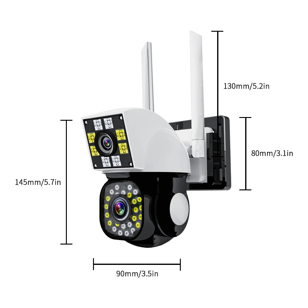 Neye 4K/8MP Wireless WiFi Camera 1080P Dual Lens Dual Screen Outdoor Home Head IP Camera CCTV Dual Lens Security Camera