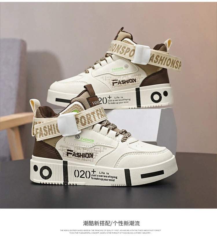Kids Fashion Sports Shoes Boys High Top Board Shoes Leisure Breathable Outdoor Children Running Sneakers boys Child Casual Shoes