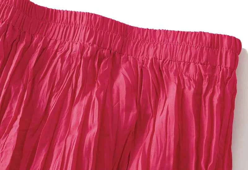 Light Luxury Irregular Slimming Pleated  A-line Skirt for Women High Waist Solid Color Loose Fashion Skirts Casual  Spring New