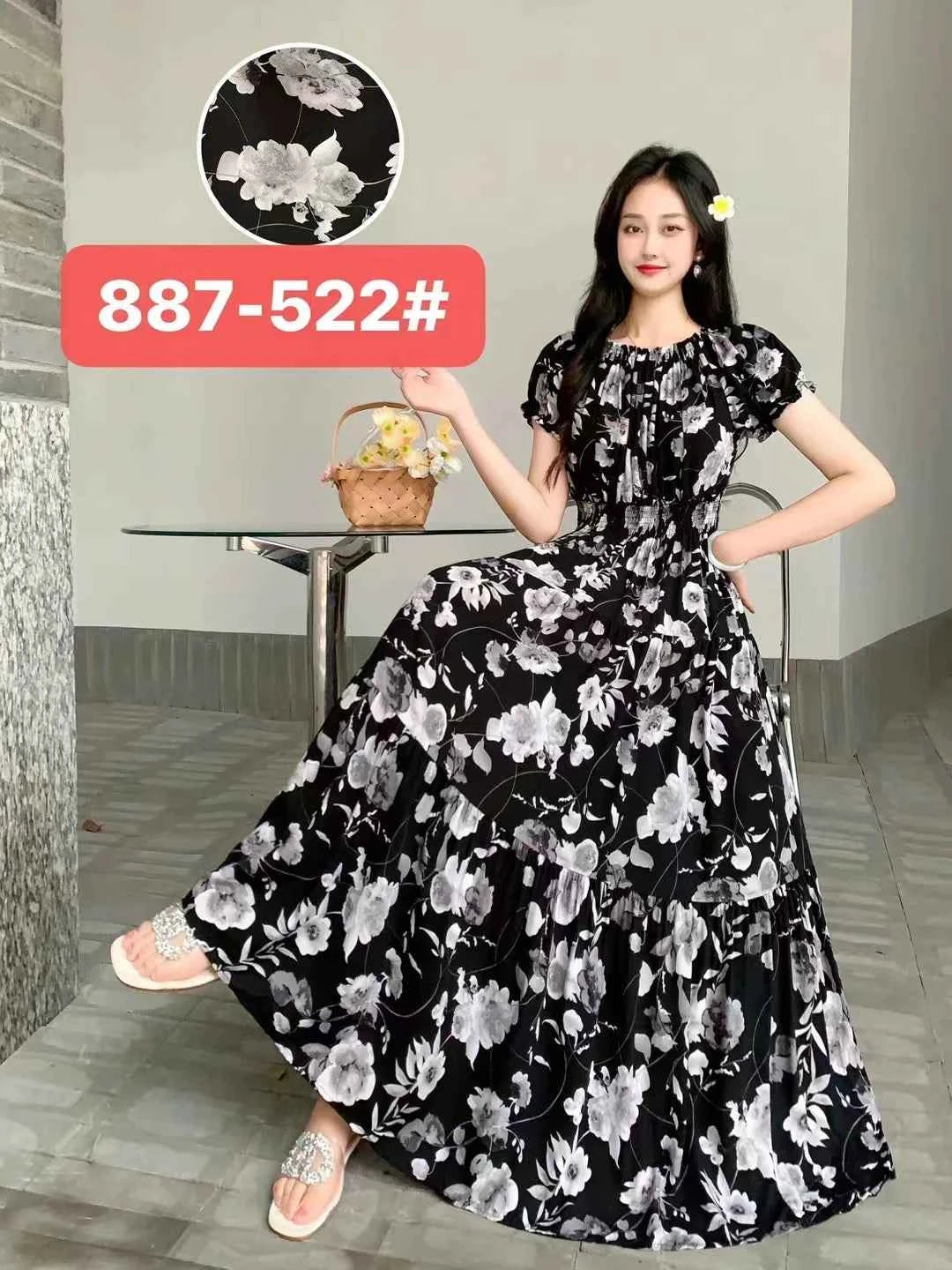 Long Maxi Dress Women Clothing Spring Summer Bohemian Holiday Beach Korean Style Floral Vintage Slim Vestidos Robe Dresses Boho