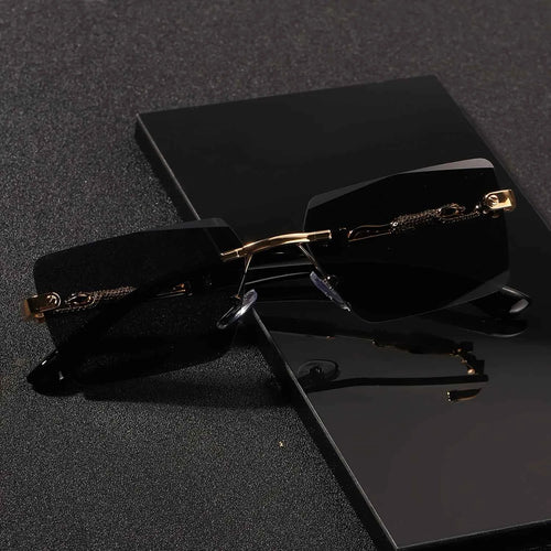 1pc Rimless Sunglasses Rectangle Women Men Shades Small Square Sun Glasses For Female Male Beach Vacation Travel Eyewear