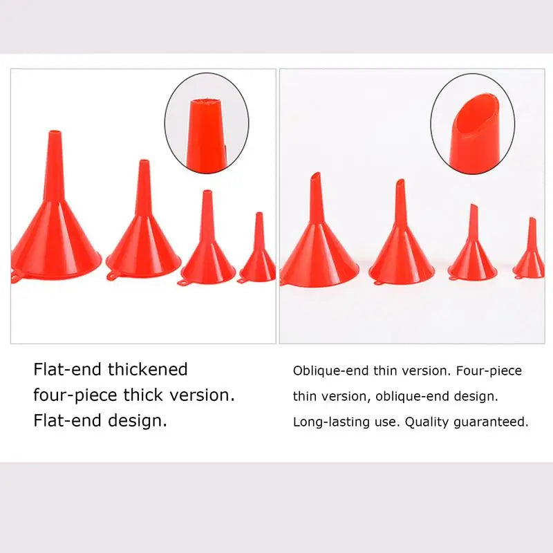 4Pcs Plastic Funnel Set for Car Gasoline Engine Oiling Funnel Auto Home Kitchen Function Portable Engine Oil Funnel tool